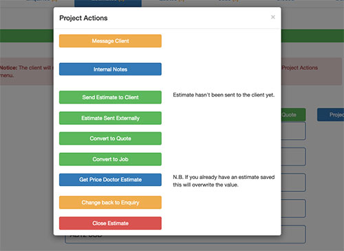 Send the estimate to the customer