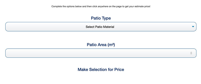 Patio pricing tool