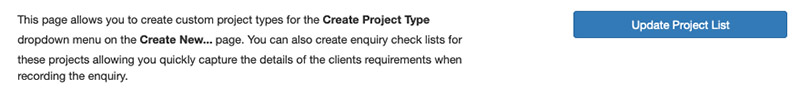 Update project list button
