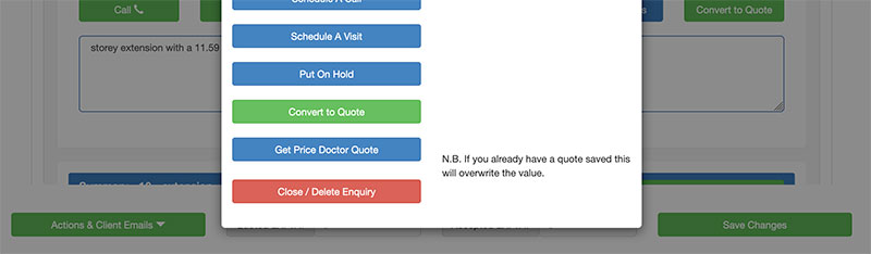 Click on Convert to Quote