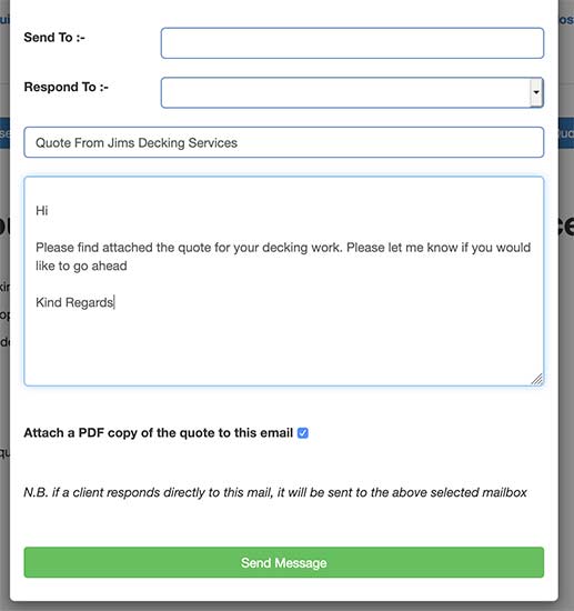 Quote sent to client