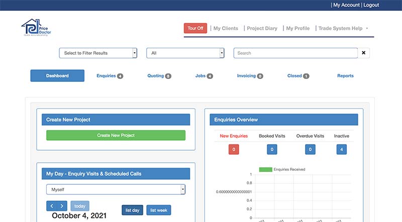 The My Account screen