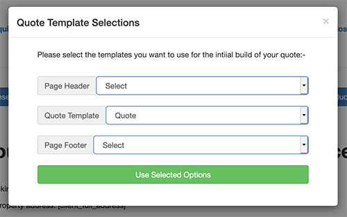 Select the correct quote template to use