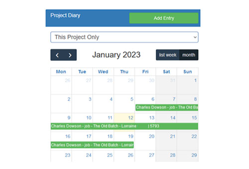 Project diary view