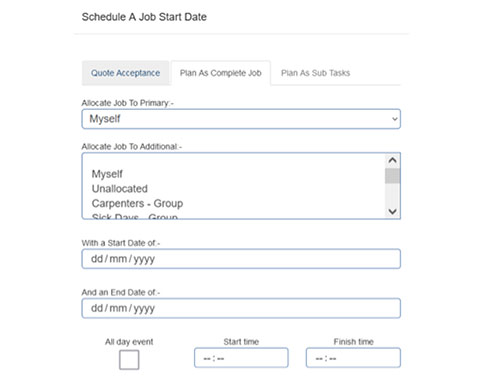 Schedule a job start date